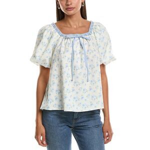 Luxe Always Womens  Puff Sleeve Top, White